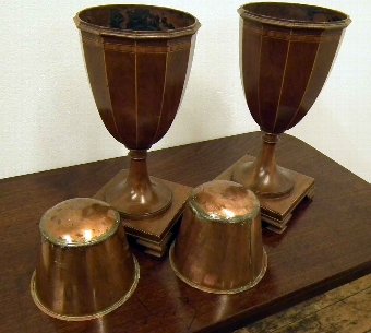 Antique Pair of Edwardian Mahogany Urns