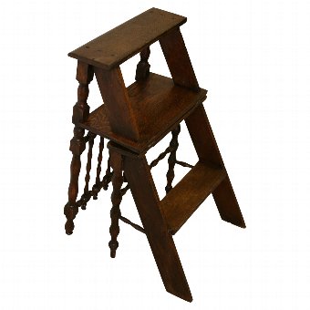 Victorian Oak Metamorphic Chair/Library Steps