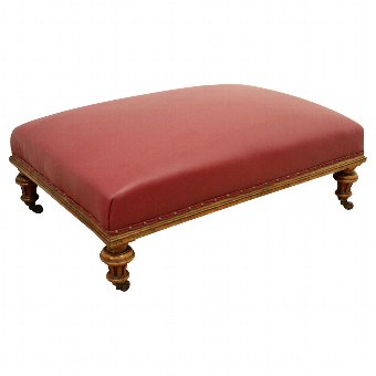 Victorian Walnut and Leather Centre Stool