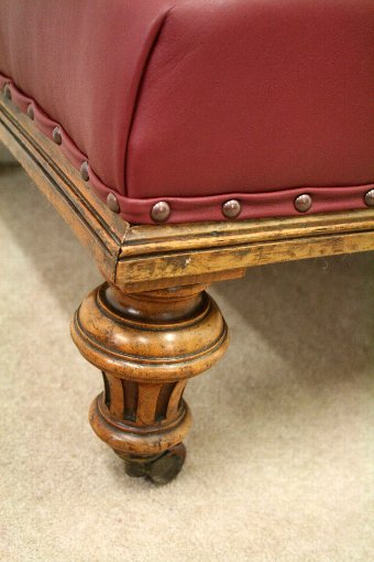 Antique Victorian Walnut and Leather Centre Stool