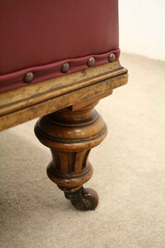 Antique Victorian Walnut and Leather Centre Stool