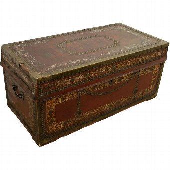 George III Camphor and Leather Travelling Trunk