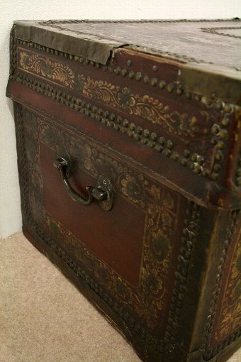Antique George III Camphor and Leather Travelling Trunk