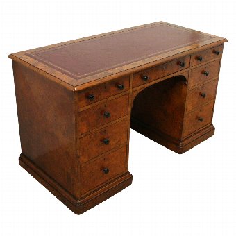 Victorian Burr Walnut Kneehole Desk