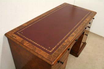 Antique Victorian Burr Walnut Kneehole Desk