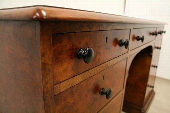 Antique Victorian Burr Walnut Kneehole Desk