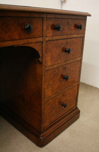 Antique Victorian Burr Walnut Kneehole Desk
