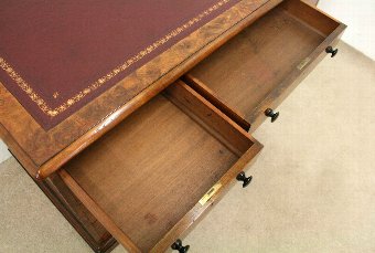 Antique Victorian Burr Walnut Kneehole Desk