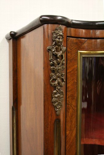 Antique French Rosewood Serpentine Display Cabinet