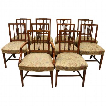 Set of 10 George III Mahogany Dining Chairs