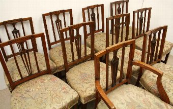 Antique Set of 10 George III Mahogany Dining Chairs