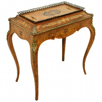 French Marquetry Inlaid Walnut Plant Stand
