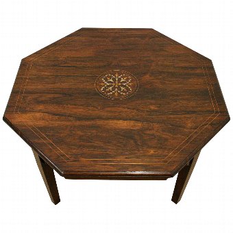 Antique Octagonal Rosewood Inlaid Coffee Table