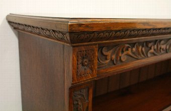 Antique Late Victorian Carved Oak Open Bookcase