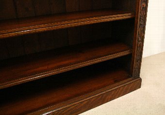 Antique Late Victorian Carved Oak Open Bookcase