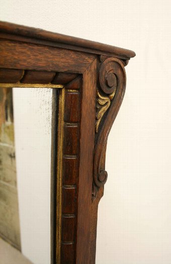 Antique Arts & Crafts Style Oak Overmantel Mirror