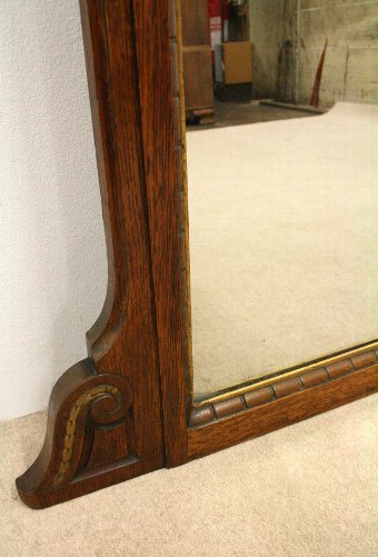 Antique Arts & Crafts Style Oak Overmantel Mirror