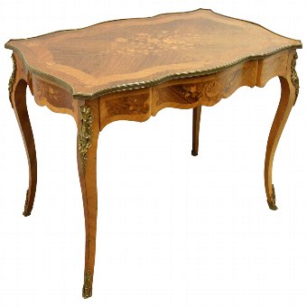 French Marquetry Inlaid Walnut Desk/Dressing Table