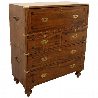Mid Victorian Camphor Secretaire Military Chest