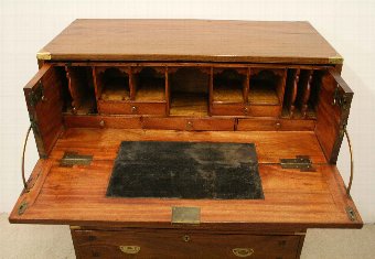 Antique Mid Victorian Camphor Secretaire Military Chest