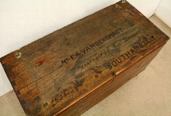 Antique Mid Victorian Camphor Secretaire Military Chest