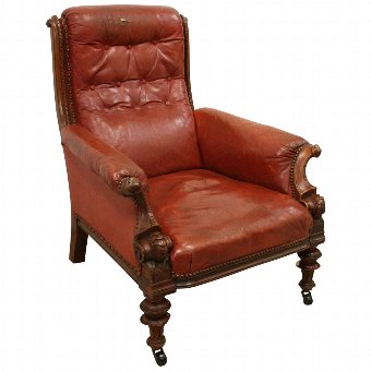 Early Victorian Mahogany and Leather Armchair