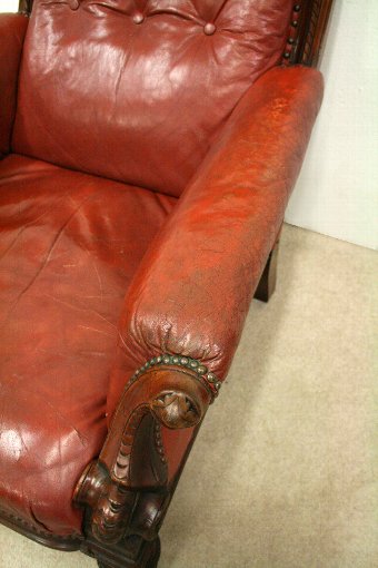 Antique Early Victorian Mahogany and Leather Armchair