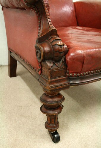 Antique Early Victorian Mahogany and Leather Armchair