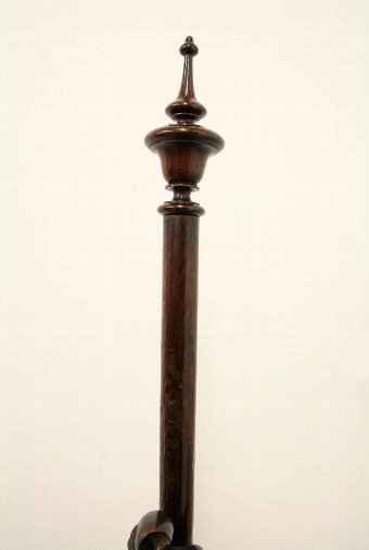 Antique Early Victorian Carved Rosewood Pole Screen
