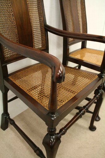 Antique Set of 6 Queen Anne Style Bergere Chairs