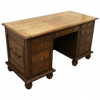 Continental Carved Walnut Knee Hole Desk