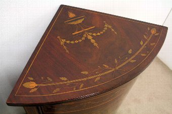 Antique Pair of George III Style Mahogany Inlaid Corner Cabinets