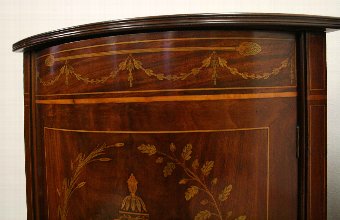Antique Pair of George III Style Mahogany Inlaid Corner Cabinets