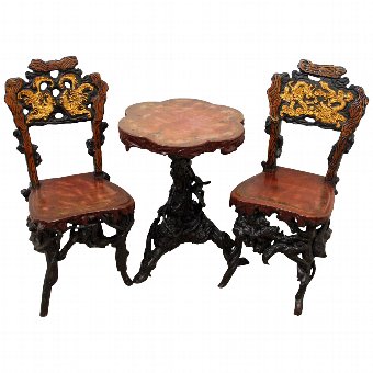 Japanese Occasional Table and Pair of Chairs