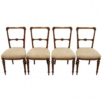 Set of 4 Late Victorian Walnut Dining Chairs