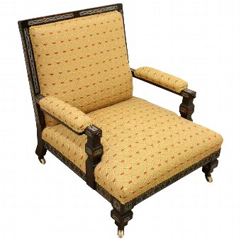 Edwardian Metal Inlaid Easy Chair