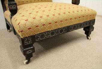 Antique Edwardian Metal Inlaid Easy Chair