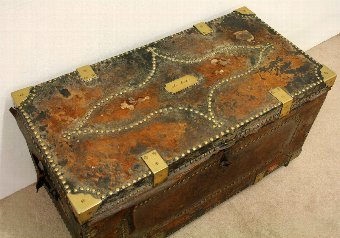 Antique Leather and Brass Studded Trunk