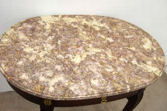 Antique French Marble Topped Mahogany Occasional Table