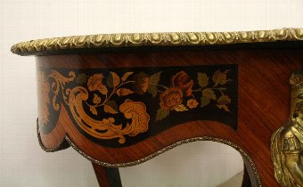 Antique French Marquetry Inlaid Bureau Plat