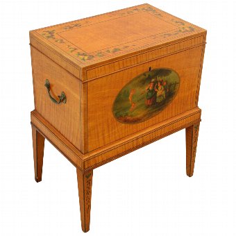 Sheraton Revival Satinwood Painted Wine Cooler