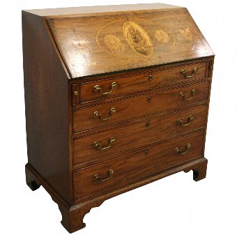 George III Mahogany Inlaid Bureau