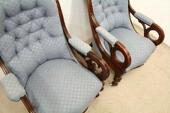 Antique Pair of Mid Victorian Mahogany Armchairs