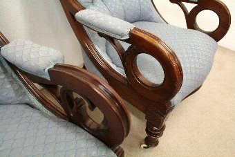 Antique Pair of Mid Victorian Mahogany Armchairs
