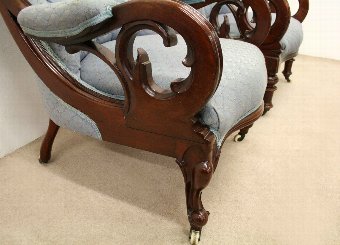 Antique Pair of Mid Victorian Mahogany Armchairs
