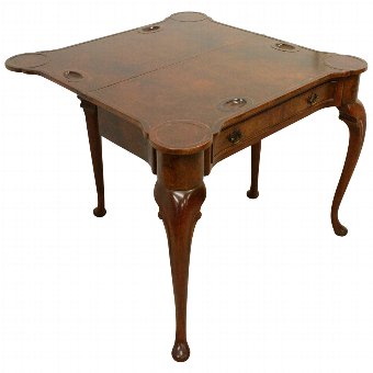 Antique George II Style Figured Walnut Games Table