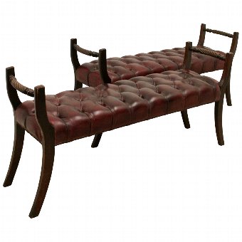 Pair of Regency Leather Window Seats