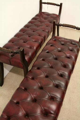 Antique Pair of Regency Leather Window Seats