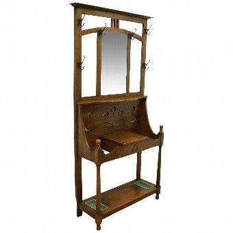 Art Nouveau Oak Hall Stand