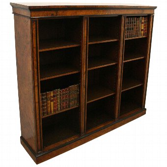 Early Victorian Burr Walnut Open Bookcase